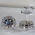 White Zirconia Round Stud Earrings