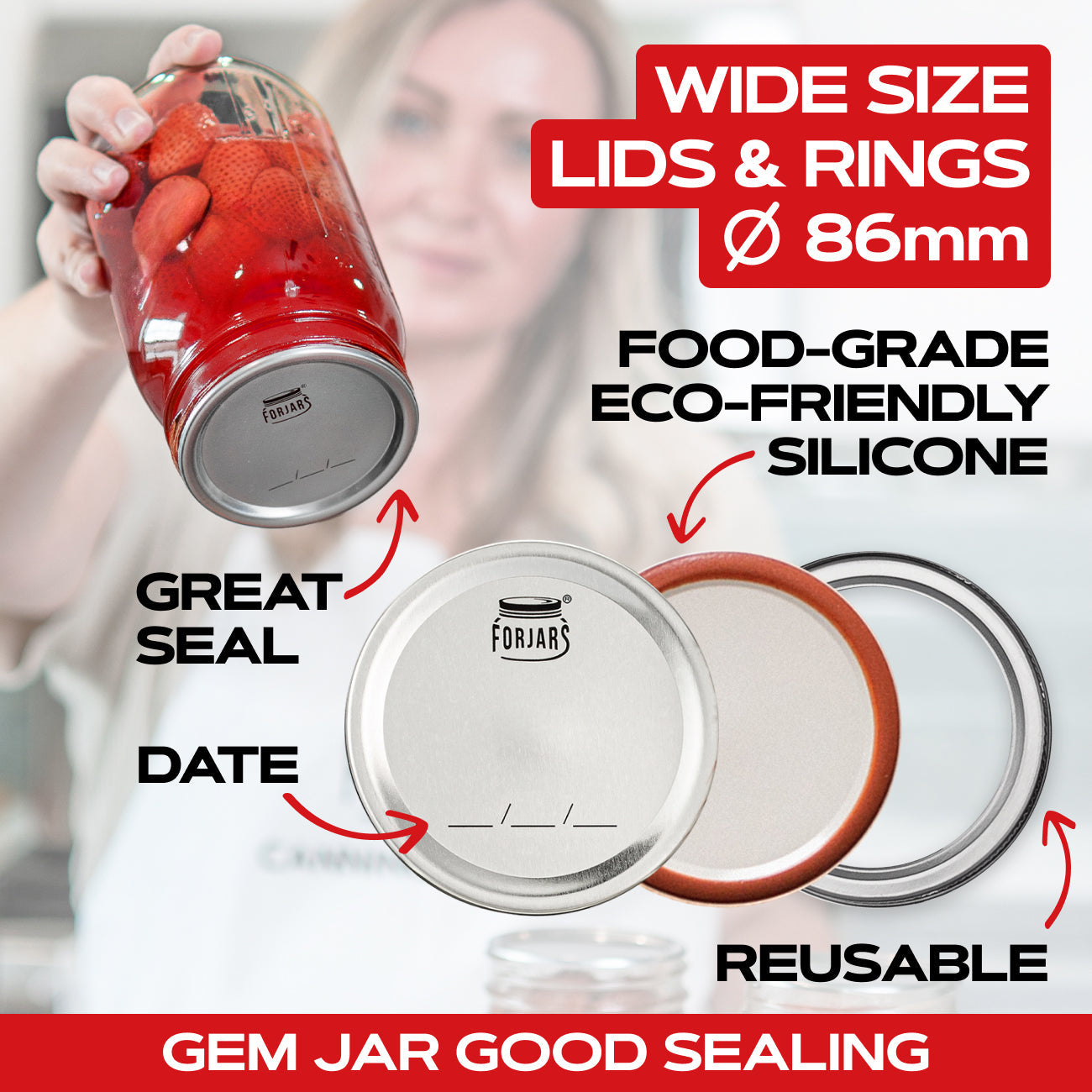 12 Regular Mouth + 12 Wide Mouth Canning Lids and Rings Set of 24