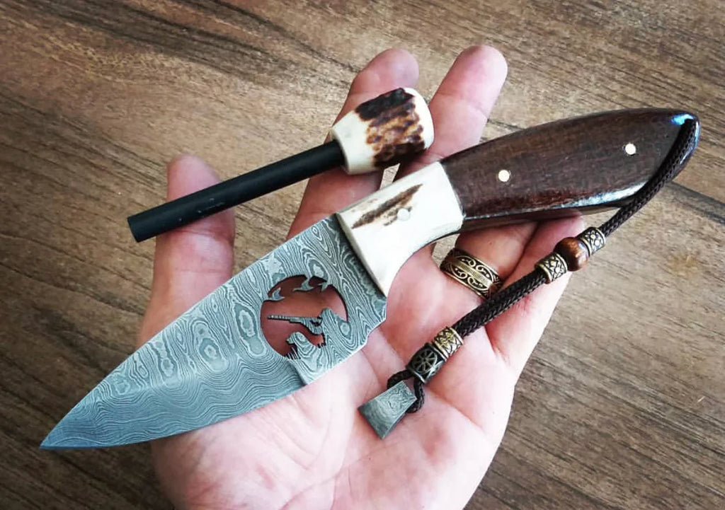 Wirecut Damascus Blade Hunting Knife - PhishStones Products