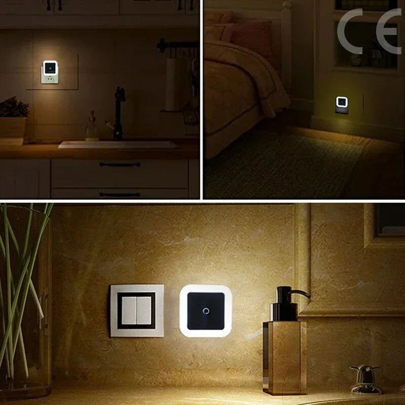 Wireless LED Night Light with EU Plug — Light Sensor Tricolor Nightlight for Kids Bedroom - PhishStones Products