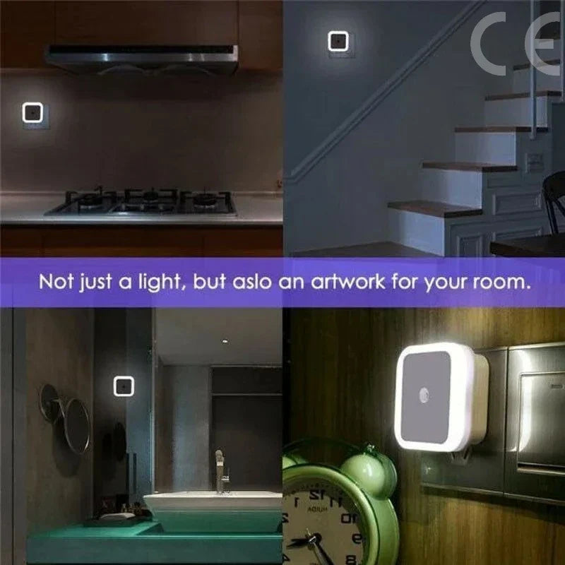 Wireless LED Night Light with EU Plug — Light Sensor Tricolor Nightlight for Kids Bedroom - PhishStones Products