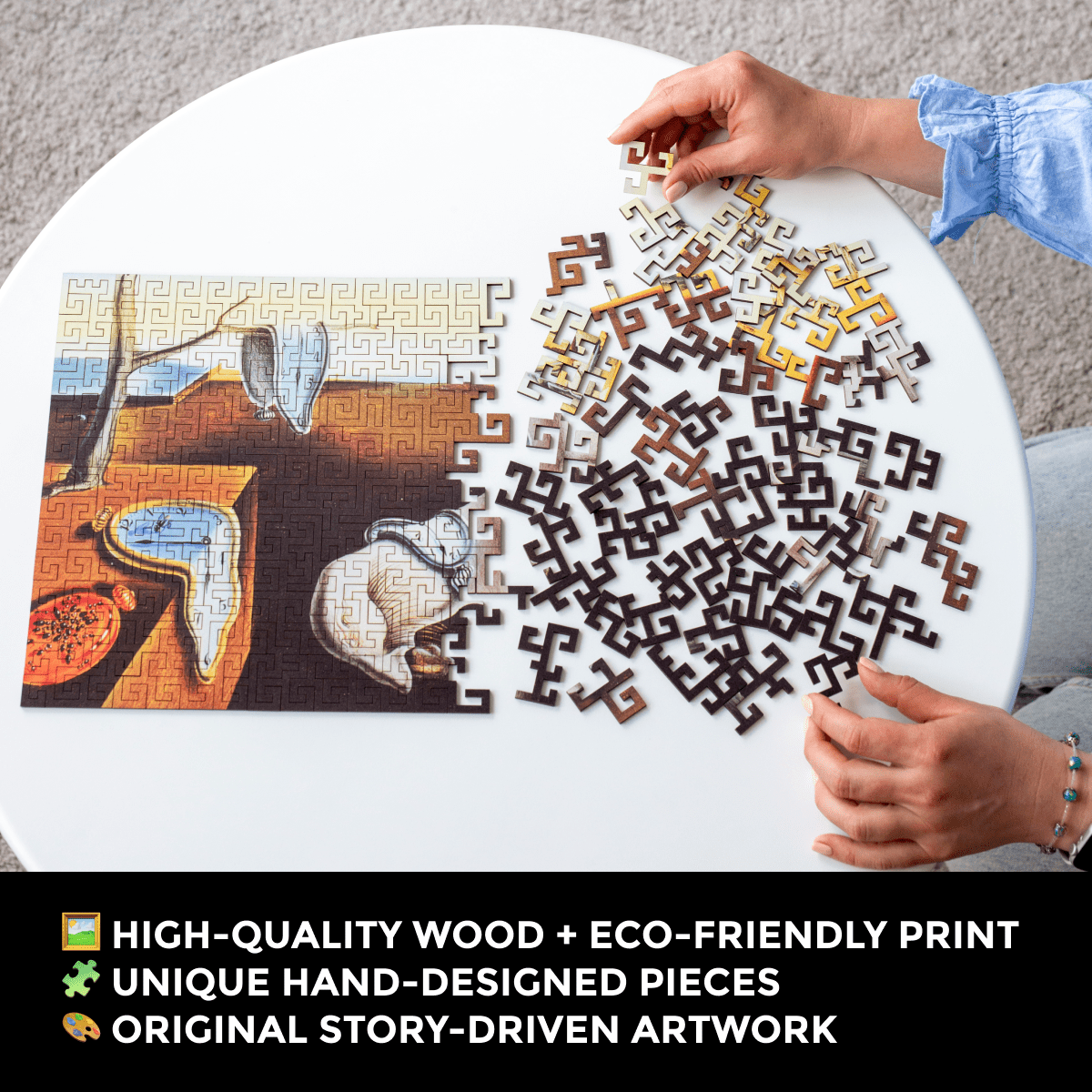 Wooden jigsaw maze puzzle The Persistence of Memory (Salvador Dali)