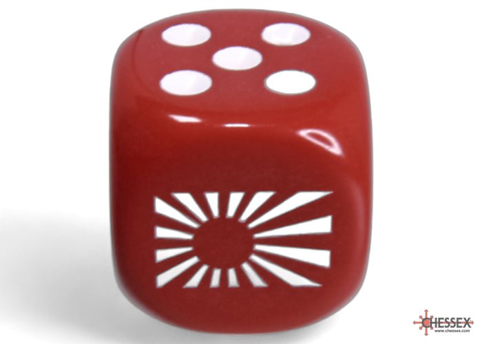 WW2 dice Japan Opaque Red/white 16mm d6 Dice Block (12 dice) - PhishStones Products