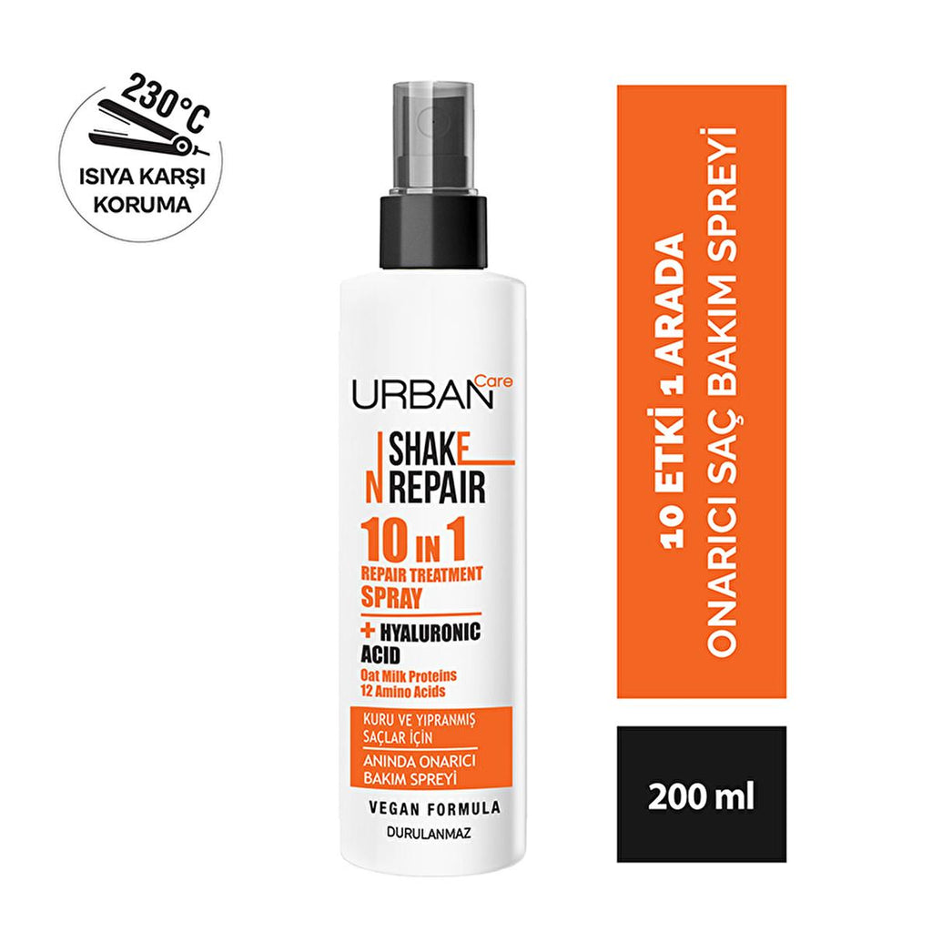 Urban Care Shake N Repair: 10-in-1 Leave-In Hair Care Spray - Heat Protection, Damage Repair, Frizz Control, Vegan - 6.76 fl oz