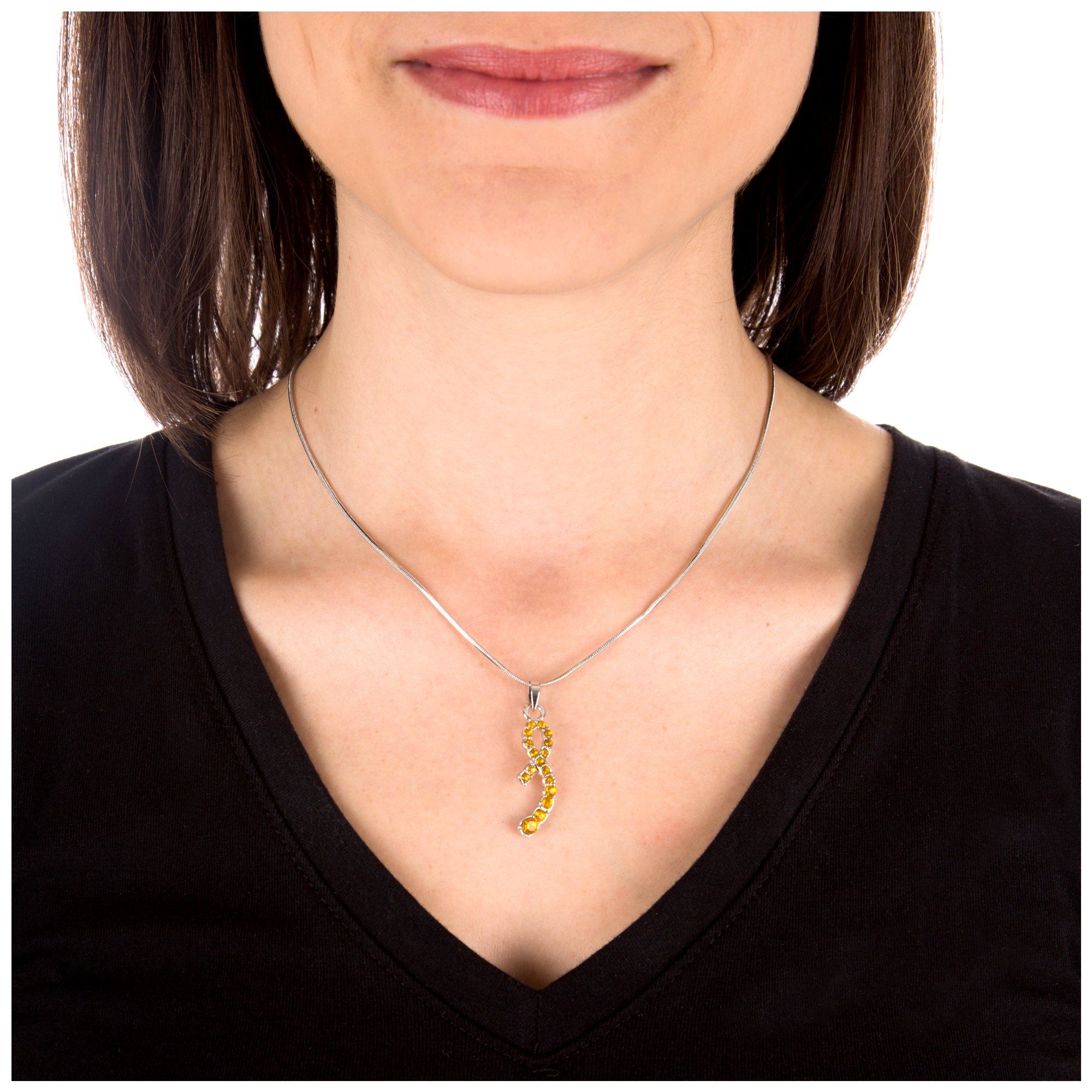 GreaterGood Yellow Ribbon Journey Necklace with Crystals