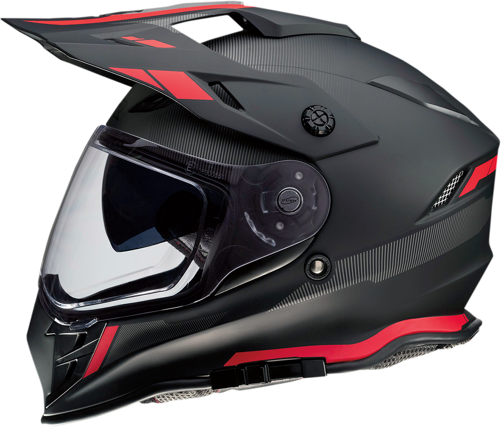 Z1R, Z1R Range Helmet - Uptake Black/Red, Small - Versatile Motorcycle Helmet with Drop-Down Sun Visor and Removable Lining