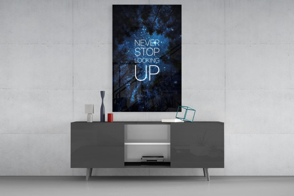 Never Stop Looking Up Starry Forest Glass Wall Art