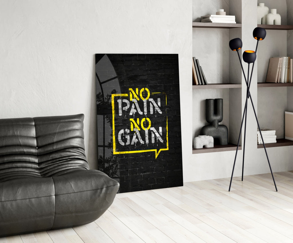Yellow Frame Brick Graffiti Quote Glass Wall Art