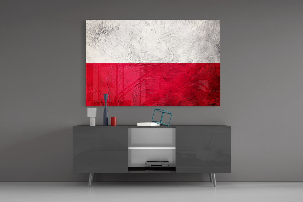 Painted Texture Flag of Poland Glass Wall Art