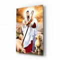 Good Shepherd With Lambs Jesus Glass Wall Art