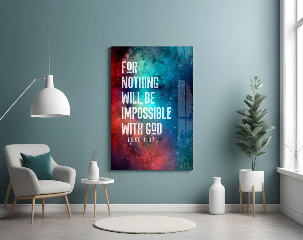 Nothing Impossible Galaxy Nebula Verse Glass Wall Art