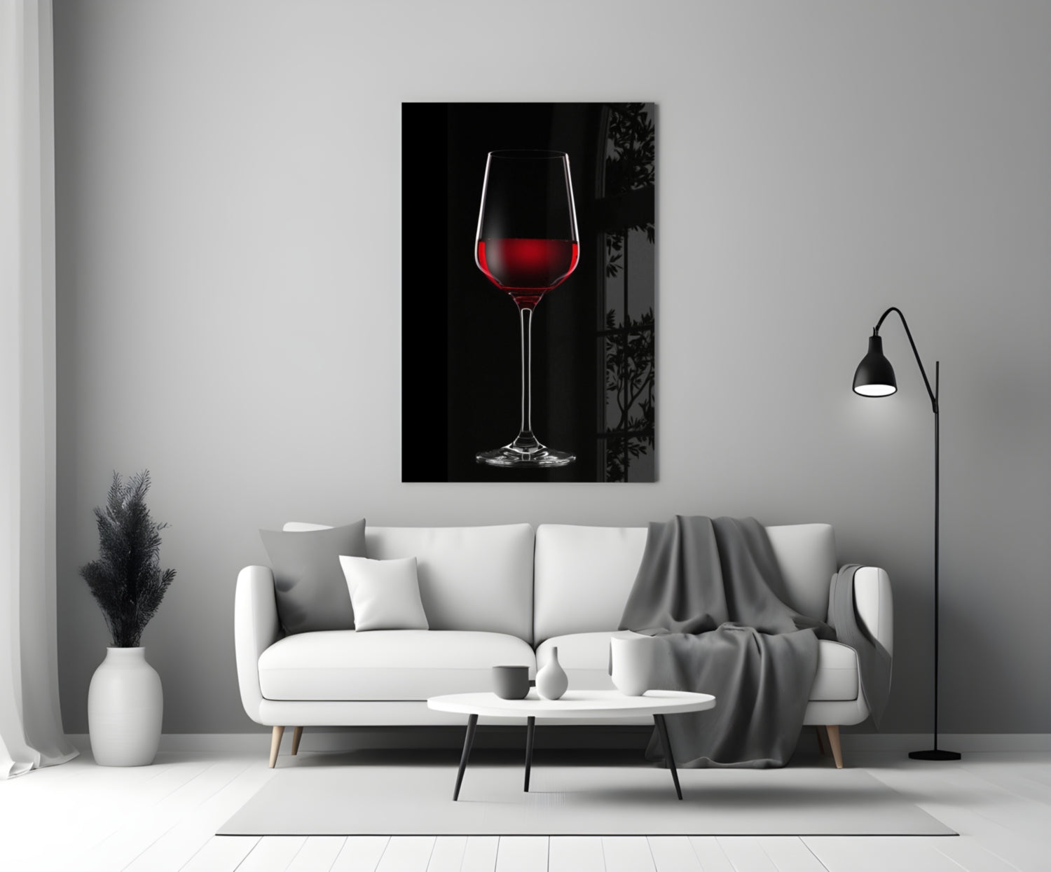 Tall Red Wine Glass Silhouette Glass Wall Art
