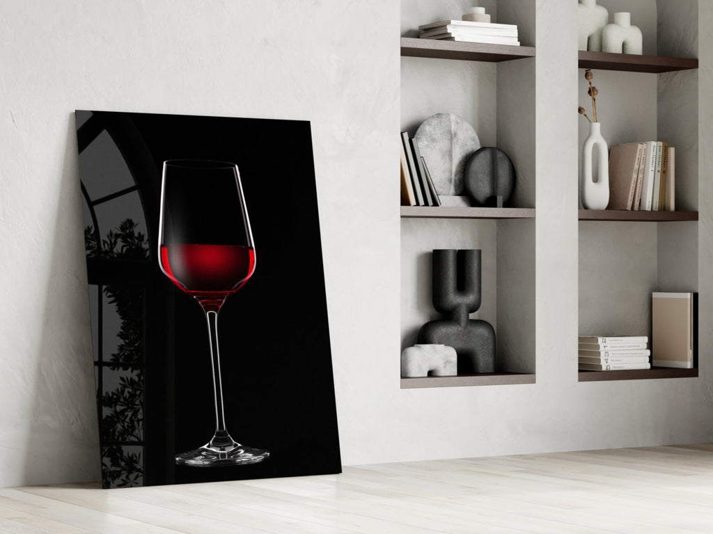Tall Red Wine Glass Silhouette Glass Wall Art