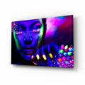 Glowing Gems Purple Blacklight Woman Glass Wall Art