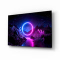 Neon Circle Cosmic Portal Glass Wall Art