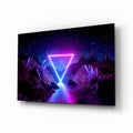 Neon Triangle Cosmic Portal Glass Wall Art