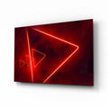 Red Neon Triangle Marble Glass Wall Art