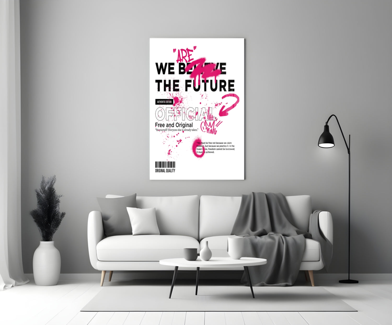 Pink Spray Tag White Streetwear Type Glass Wall Art