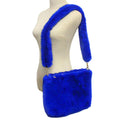Zipper Closure  Solid Faux Fur Crossbody Bag